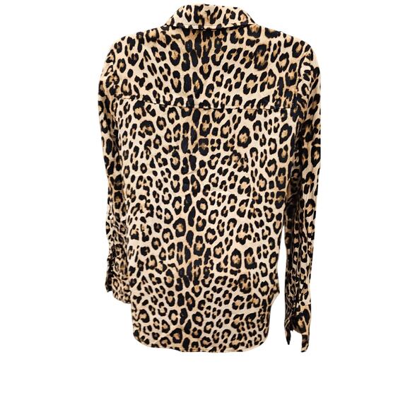 Good American size 1 (S) flap pocket leapord print button up long sleeve top EUC - Picture 3 of 9